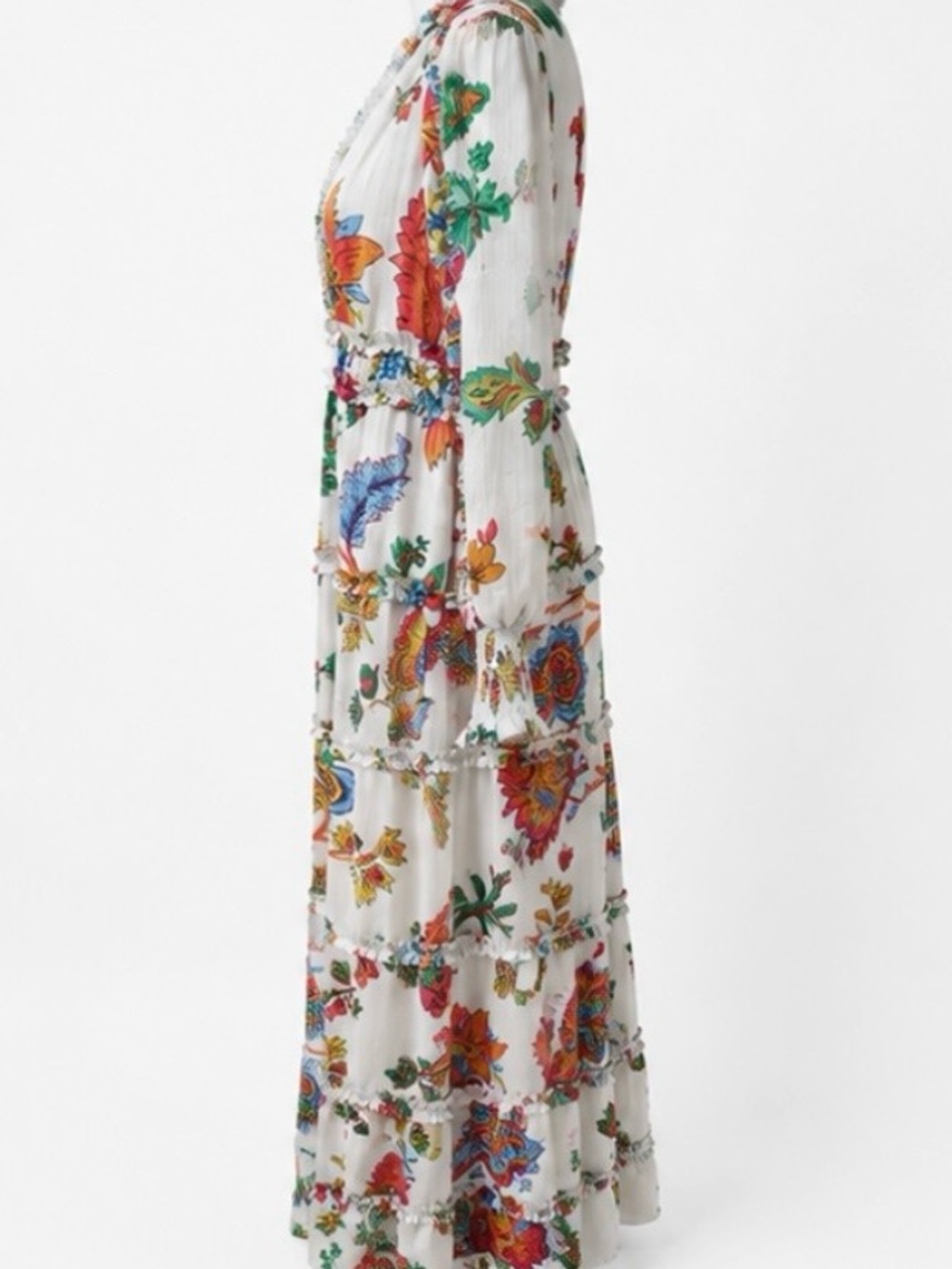 NWT CHELSEA & VIOLET MARGAUX PLISSE FLORAL PRINT TIERED MAXI DRESS-MED - Picture 5 of 13